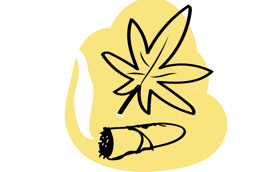 Kannabiskasvi ja -sätkä, piirroskuva.