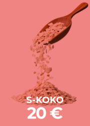 Puurokauha kaataa kaurahiutaleita. Teksti: S-koko 20 €.
