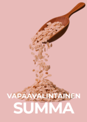 Puurokauha kaataa kaurahiutaleita. Teksti: Vapaavalintainen summa.