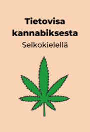 Tietovisa kannabiksesta -tuotteen kansikuva, jossa on kannabiskasvin lehti.